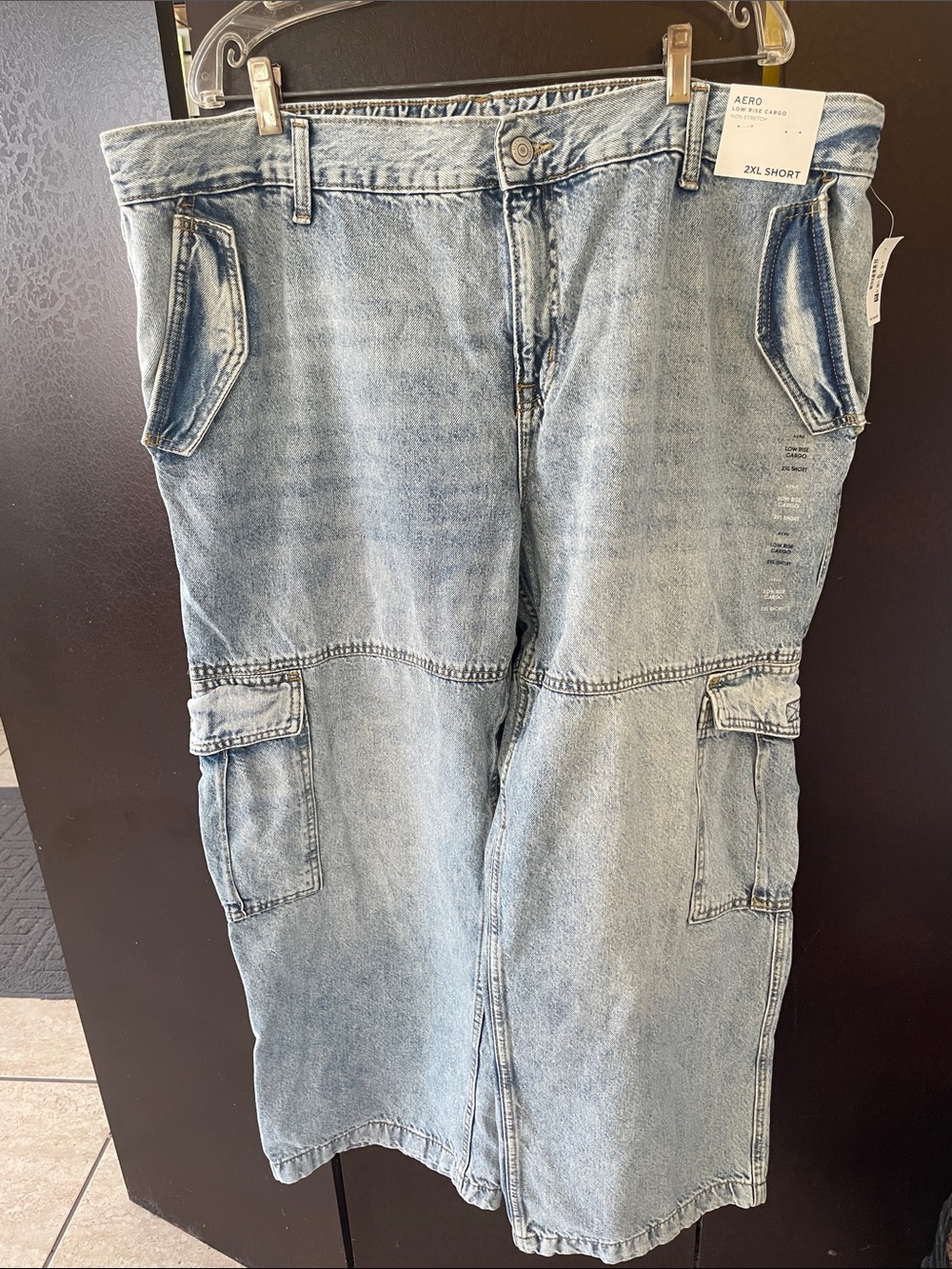 Aeropostale Light Blue Wide Leg Denim Cargo Jeans